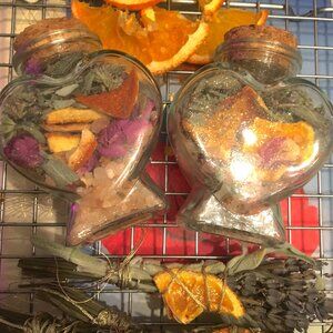 Spell Jar Love witch intention sage rose 🌹🍊 Sacred Heart potpourri ❤️ handmade